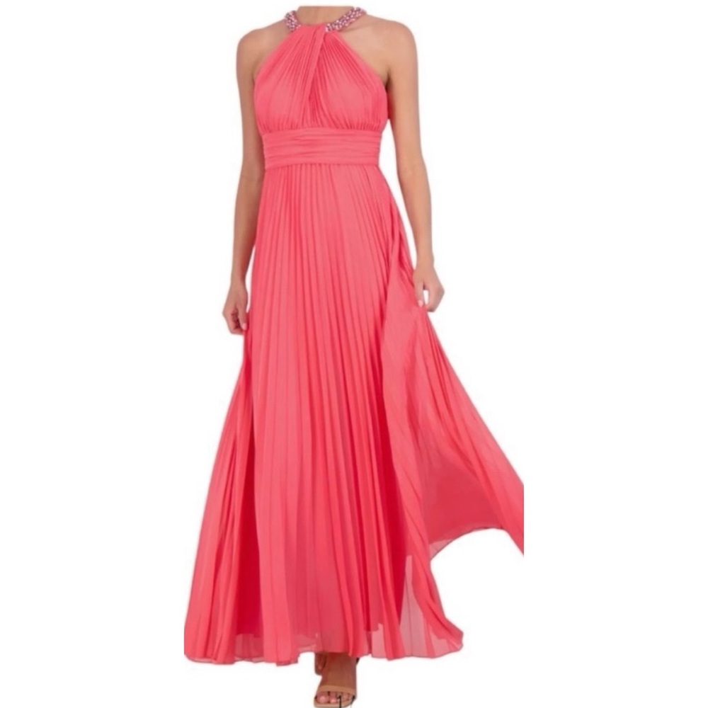 ELIZA J EMBELLISHED NECKLINE CHIFFON PLEATED GOWN ❤️NWT❤️IN STORES❤️